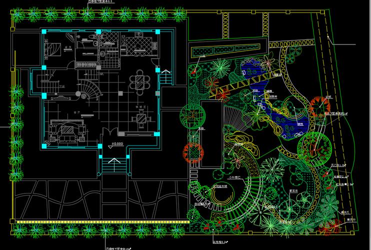 别墅庭院景观绿化施工图免费下载 - 园林绿化及施工 - 土木工程网